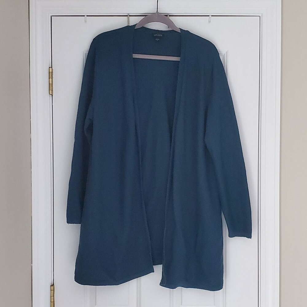J.Jill Wearever Collection Long Open Front Cotton Blend Cardigan Jacket